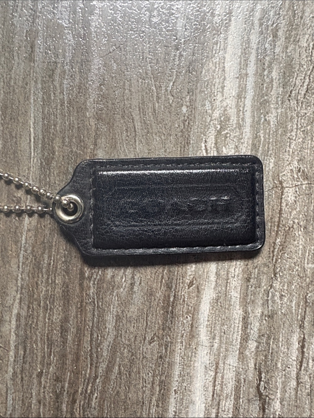 Coach Leather Key Tag in Black